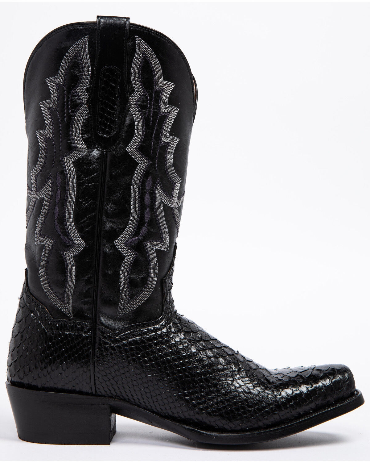 Black Python Cowboy Boots - Square Toe