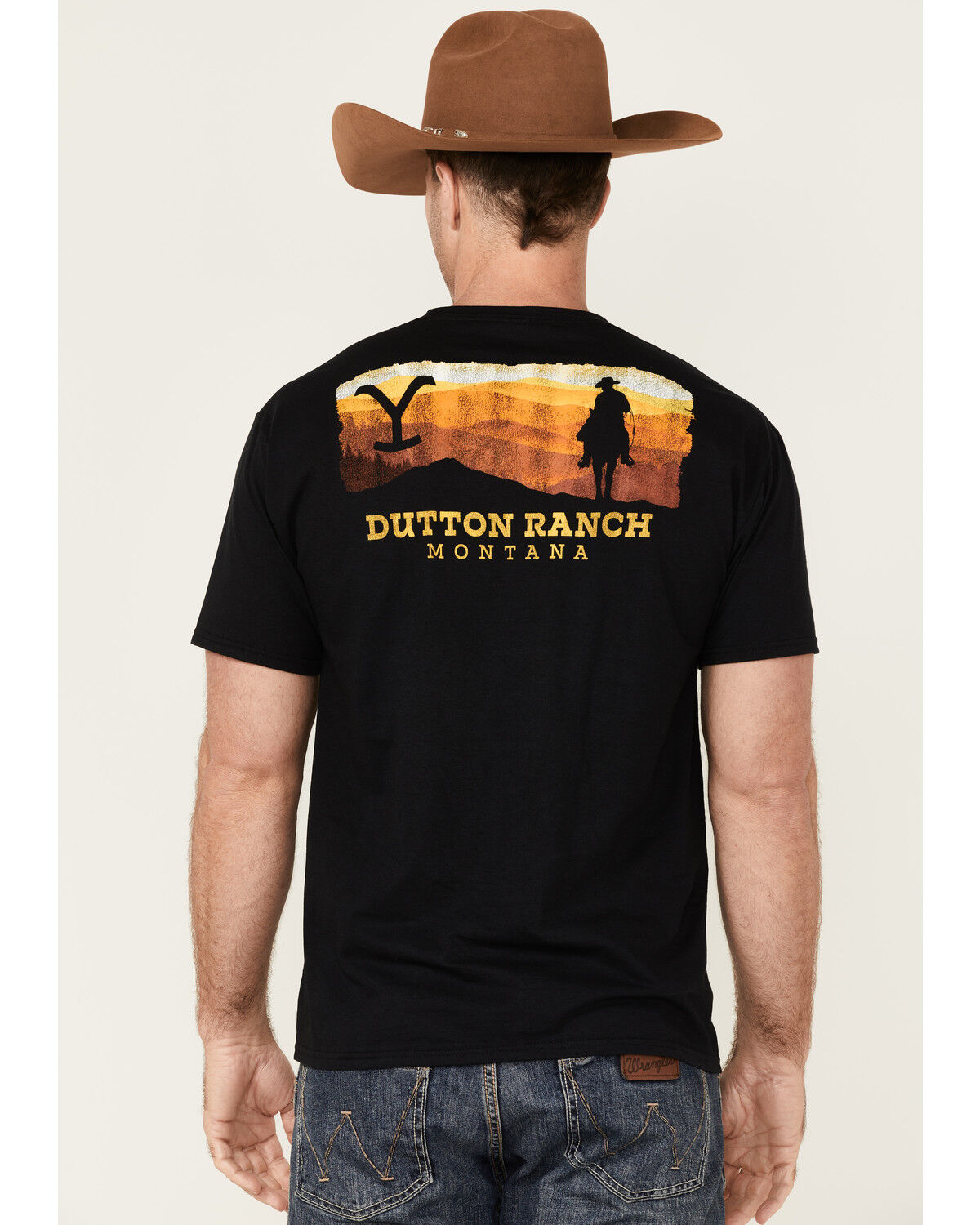 Image #4 - Paramount Network's Yellowstone Men's Dutton Ranch Gradient Rider Silhouette Graphic Short Sleeve T-Shirt, Black, hi-res