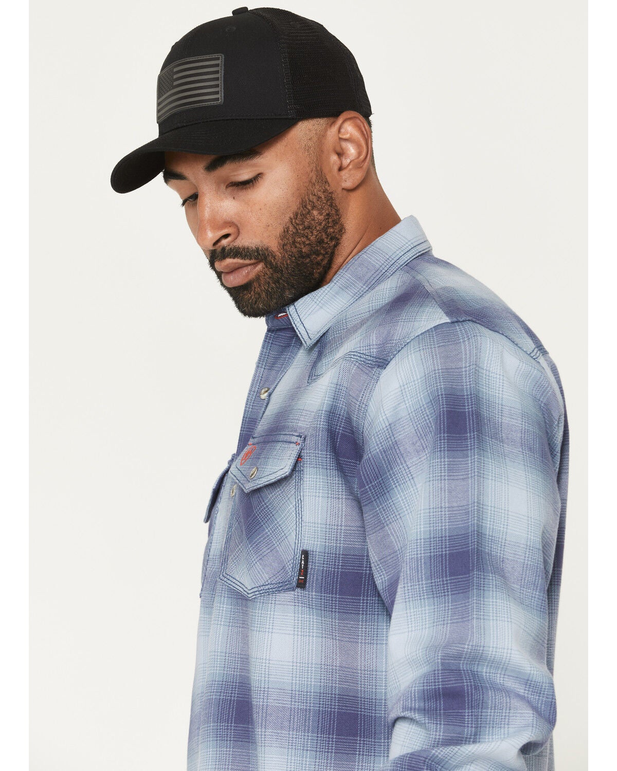 Image #2 - Ariat Men's FR Ryan Plaid Print Long Sleeve Snap Western Work Shirt, Brown, hi-res