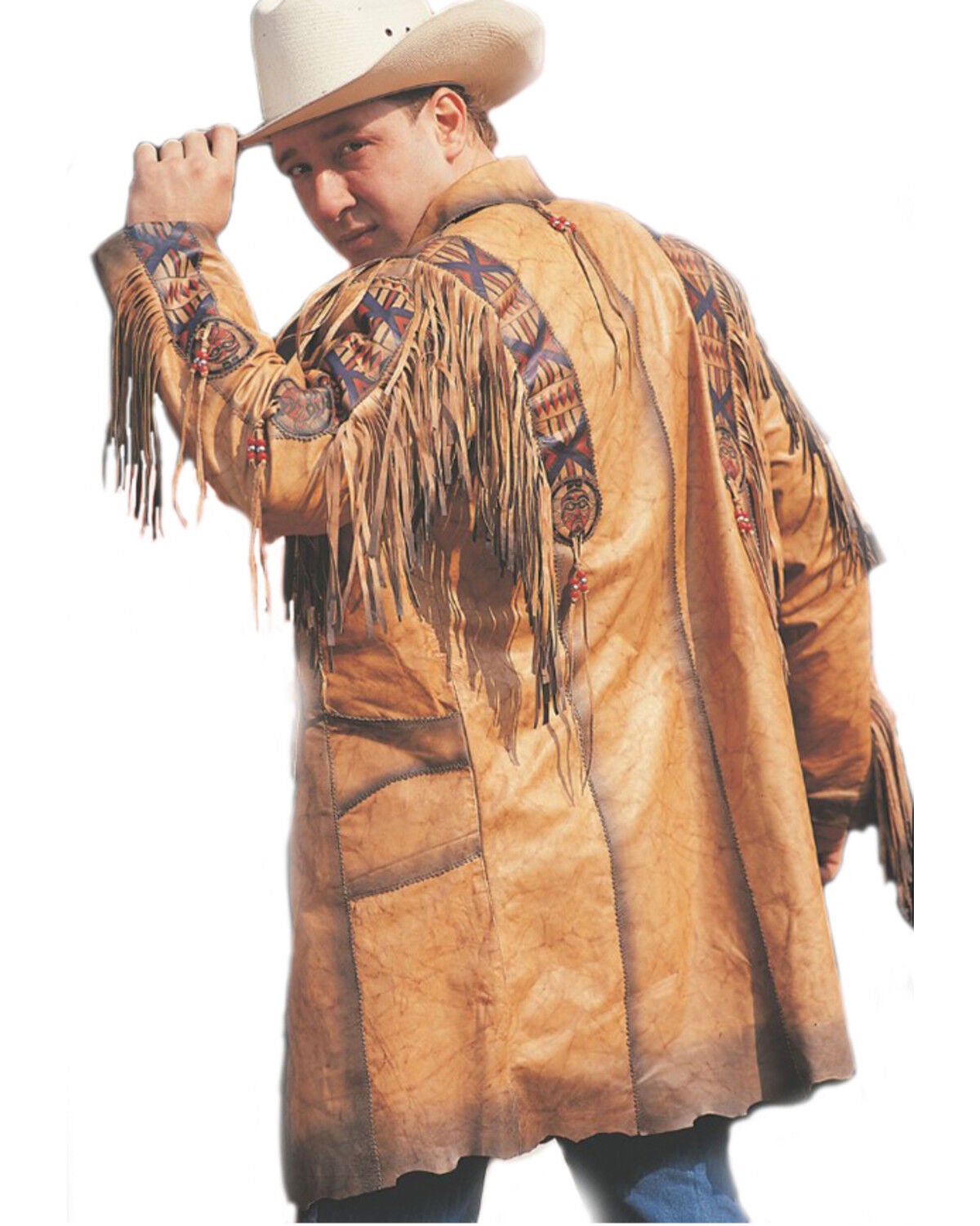 Kobler Men's Chinle Leather Long Fringe Jacket, Cream, hi-res