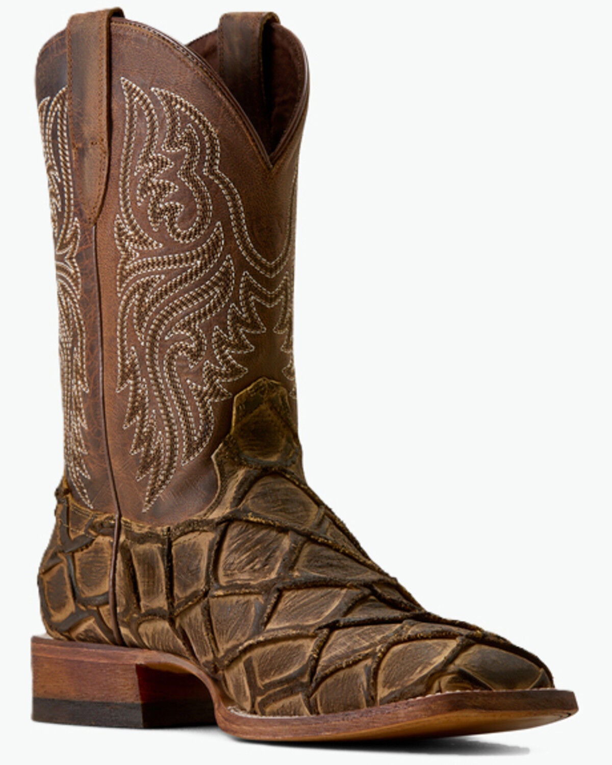 Ariat Men's Riverside Exotic Print Western Boots - Broad Square Toe, Brown, hi-res
