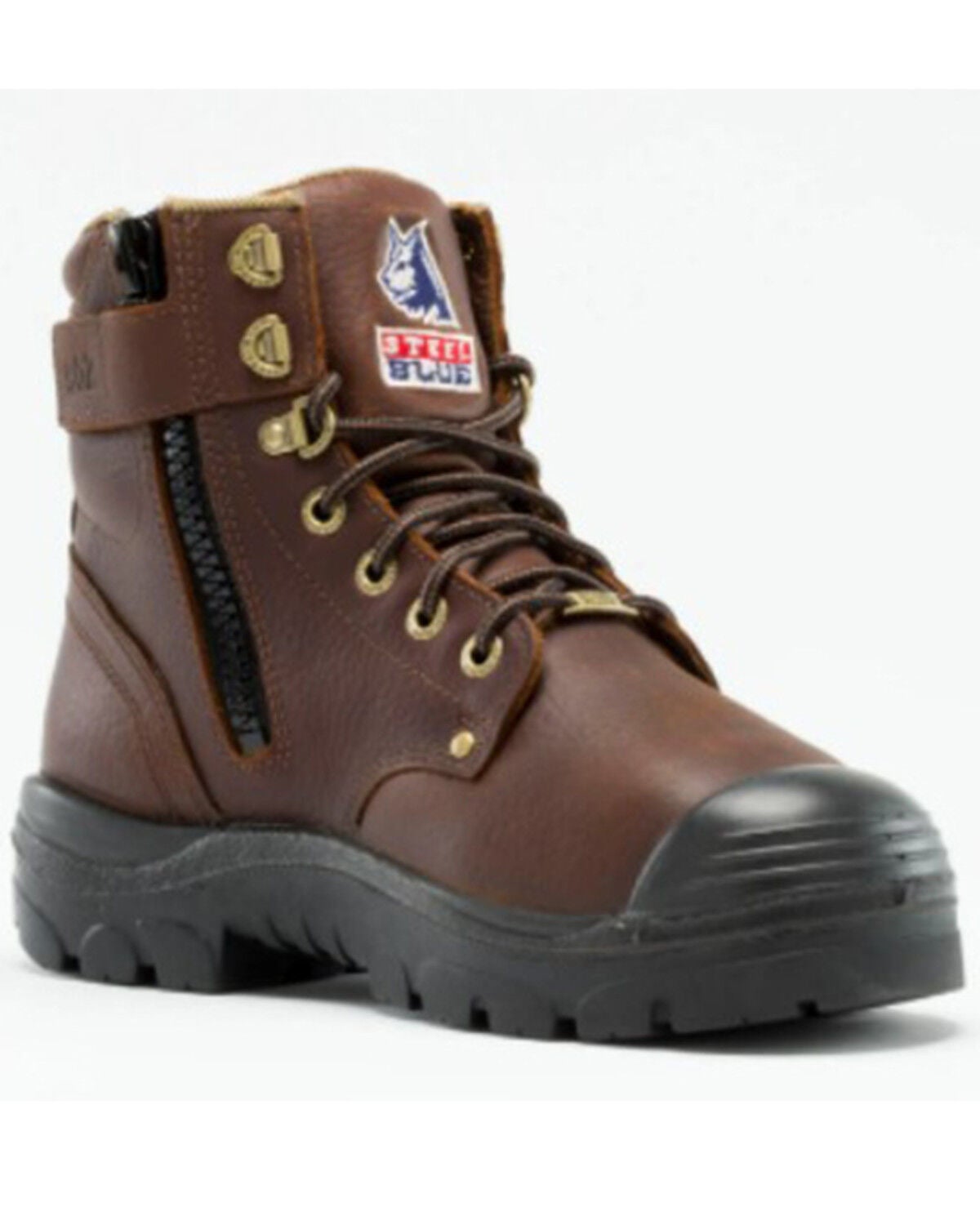 Steel Blue Men's Argyle 6" Zip & Lace-Up Work Boots - Steel Toe, Brown, hi-res