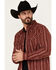 Image #2 - Moonshine Spirit Men's El Jefe Dobby Striped Print Long Sleeve Snap Western Shirt, Burgundy, hi-res