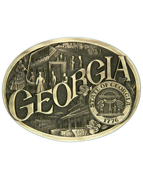Image #1 - Montana Silversmiths Georgia State Heritage Attitude Belt Buckle, Gold, hi-res