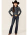Ariat Girls' R.E.A.L. Cristina Bootcut Jeans, Blue, hi-res