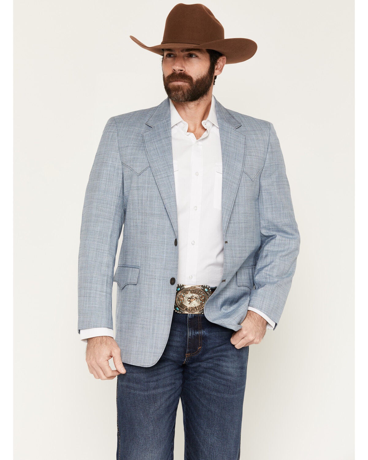 Image #1 - Circle S Men's Fort Worth Sport Coat, Heather Blue, hi-res