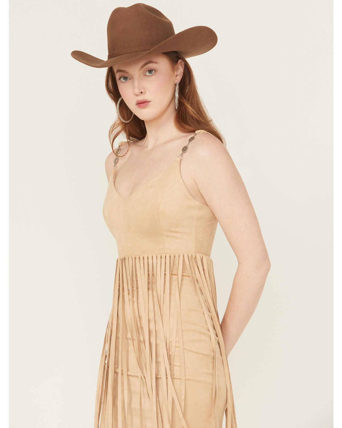 Image #2 - Idyllwind Women's Ramsey Concho Trim Faux Suede Mini Dress, Khaki, hi-res