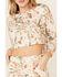 Peach Love Women's Splatter Print Pullover Sweatshirt , Tan, hi-res