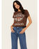 Image #1 - Shyanne Women's Chase Whiskey Not Cowboys Short Sleeve Graphic Tee, Dark Brown, hi-res