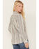 Image #4 - North River Women's Stripe Print Long Sleeve Button Down Flannel Shirt, Ivory, hi-res