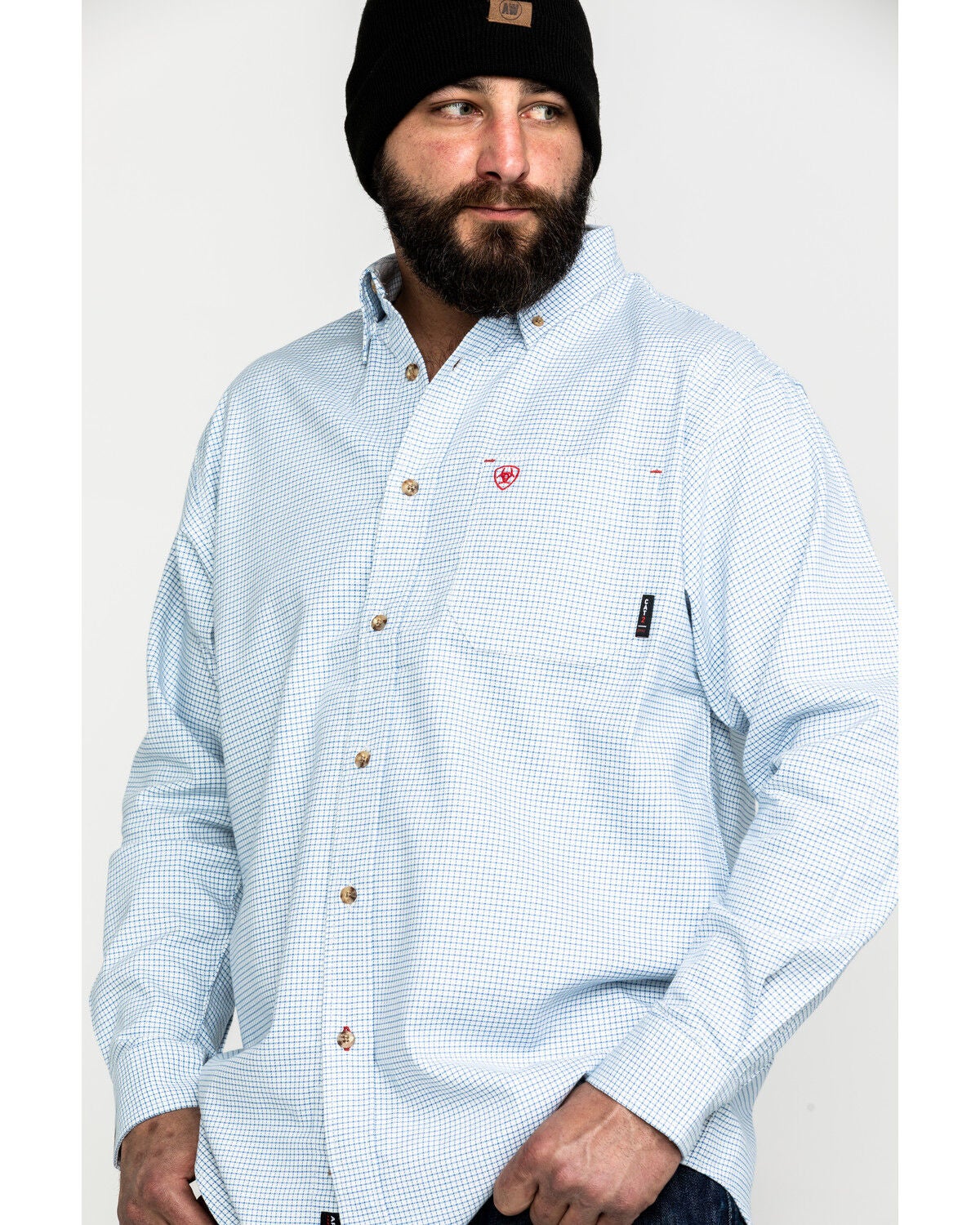 Ariat Men's FR Solid Durastretch Long Sleeve Work Shirt, White, hi-res