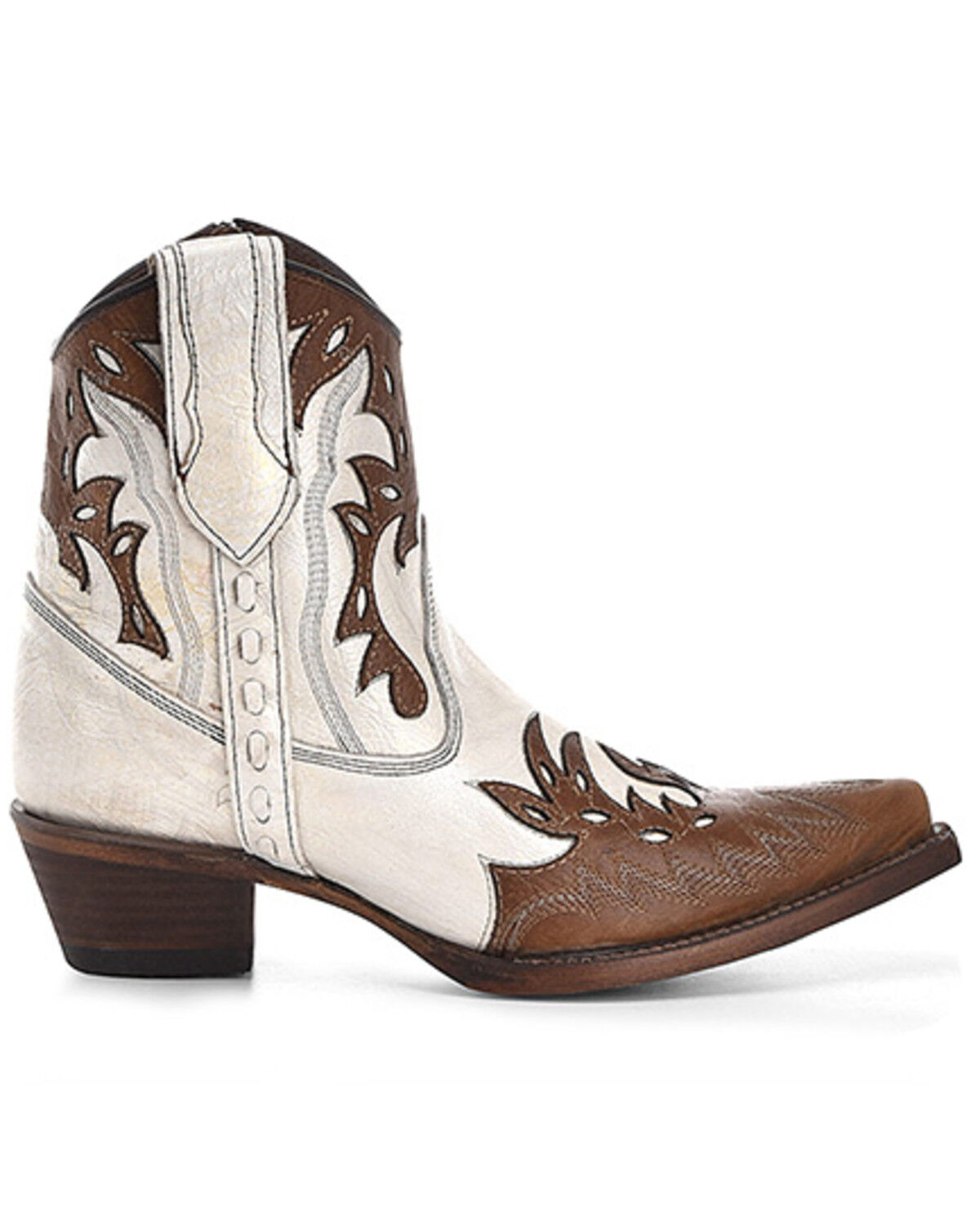 Image #2 - Circle G Women's Outlay Western Booties - Snip Toe, White, hi-res