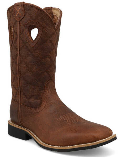 Twisted X Boys' Top Hand Western Boots - Broad Square Toe, Brown, hi-res