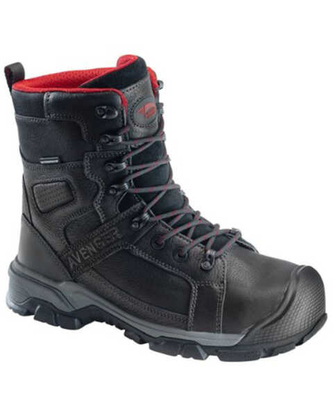 Image #1 - Avenger Men's Ripsaw 8" Waterproof Work Boots - Alloy Toe, Black, hi-res
