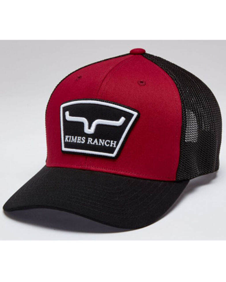 Kimes Ranch Men's Red Hardball Logo Patch Mesh-Back Trucker Cap, Red, hi-res