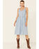 Image #1 - Stetson Women's Embroidered Button Front Midi Dress, Blue, hi-res