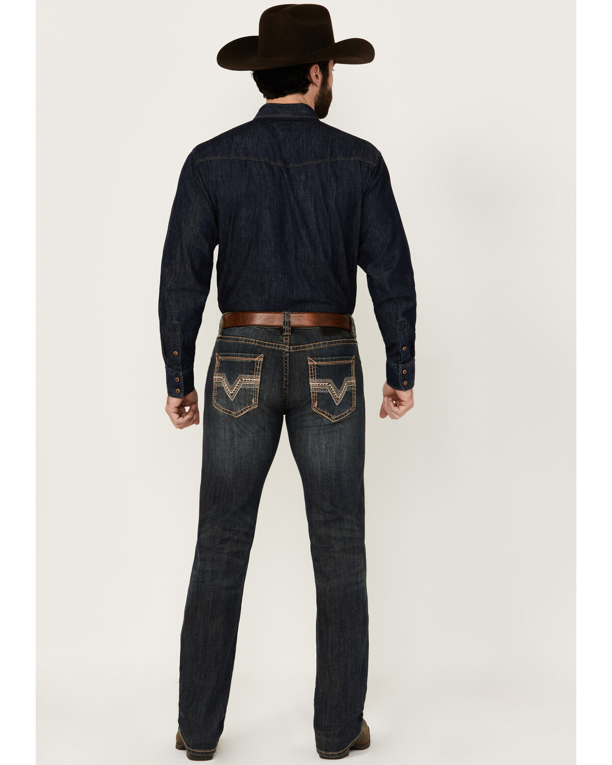 Image #3 - Rock & Roll Denim Men's Revolver Dark Wash Slim Straight Stretch Denim Jeans, Dark Wash, hi-res
