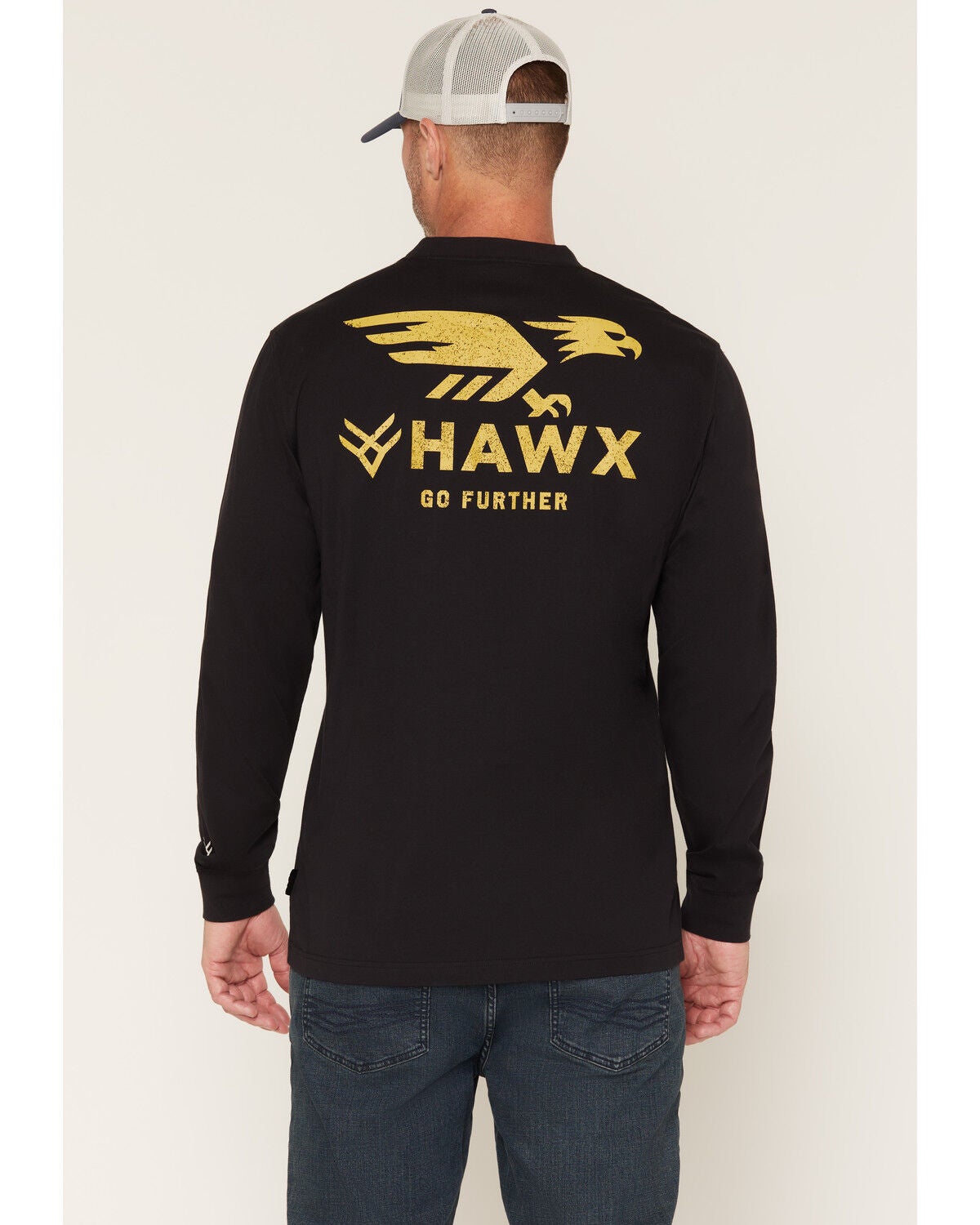 Hawx Men's Go Further Long Sleeve Graphic Work T-Shirt, Black, hi-res
