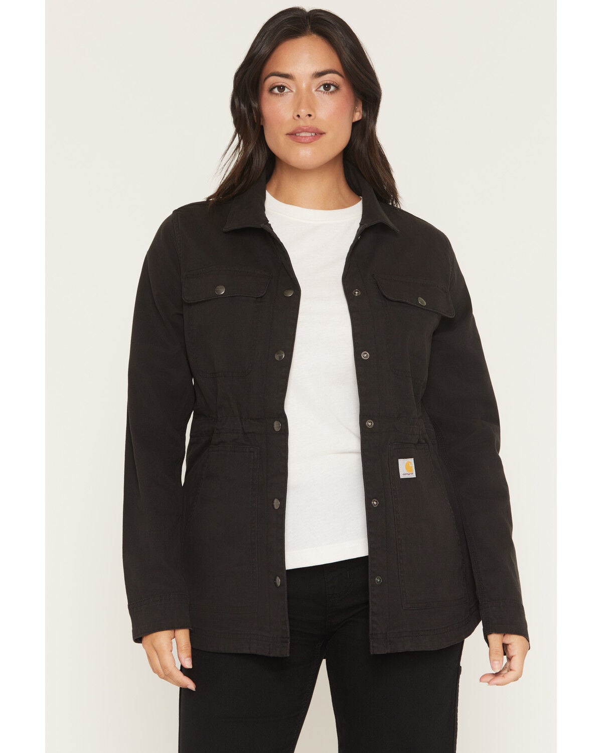 Carhartt Women's Tencel&trade; Fiber Series Relaxed Canvas Coat, Black, hi-res