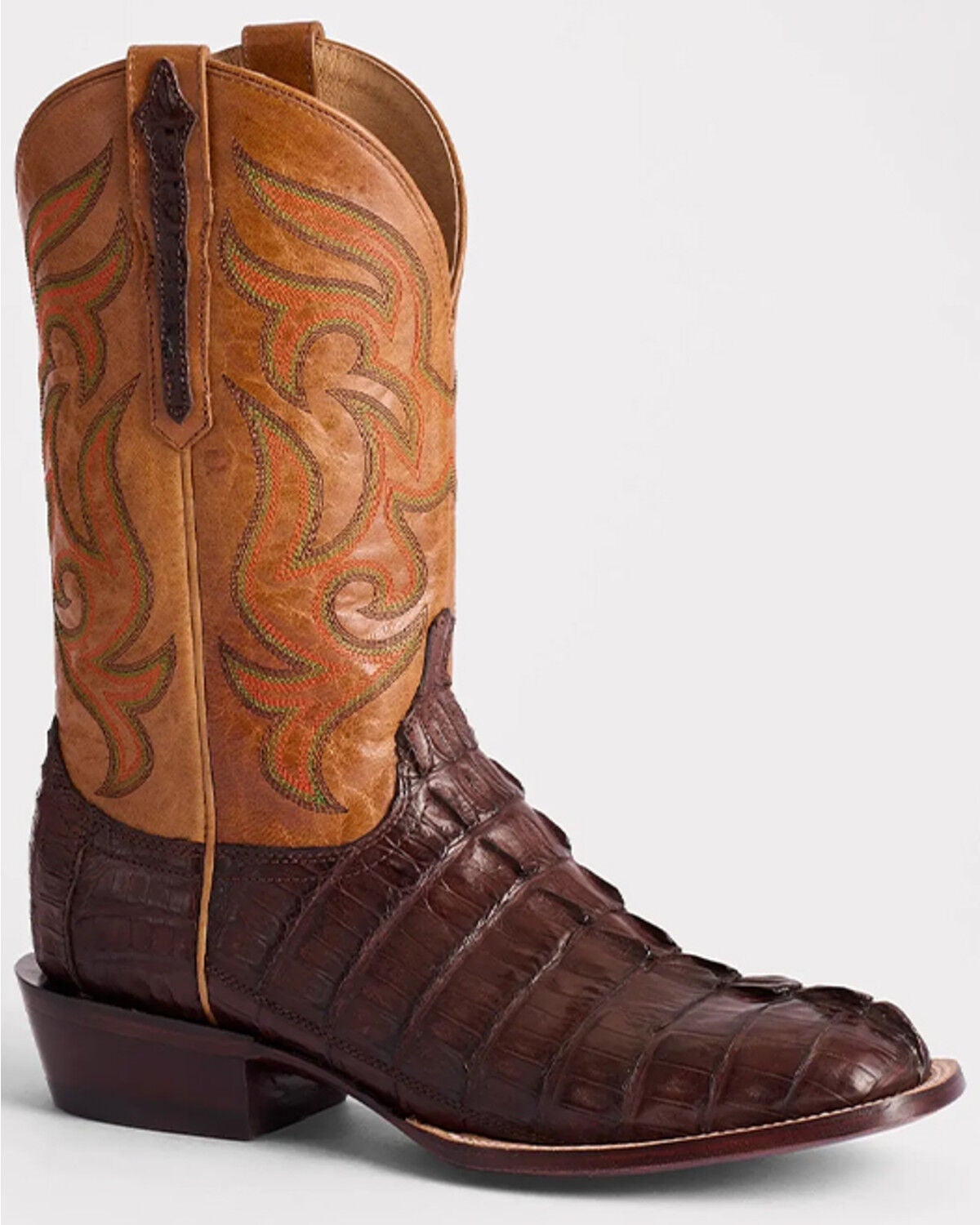 Image #1 - Lucchese Men's Hendrik Exotic Caiman Western Boots - Broad Square Toe, Chocolate, hi-res