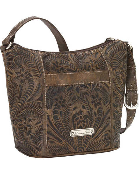 Image #3 - American West Women's Hill Country Tote Bag , Distressed Brown, hi-res
