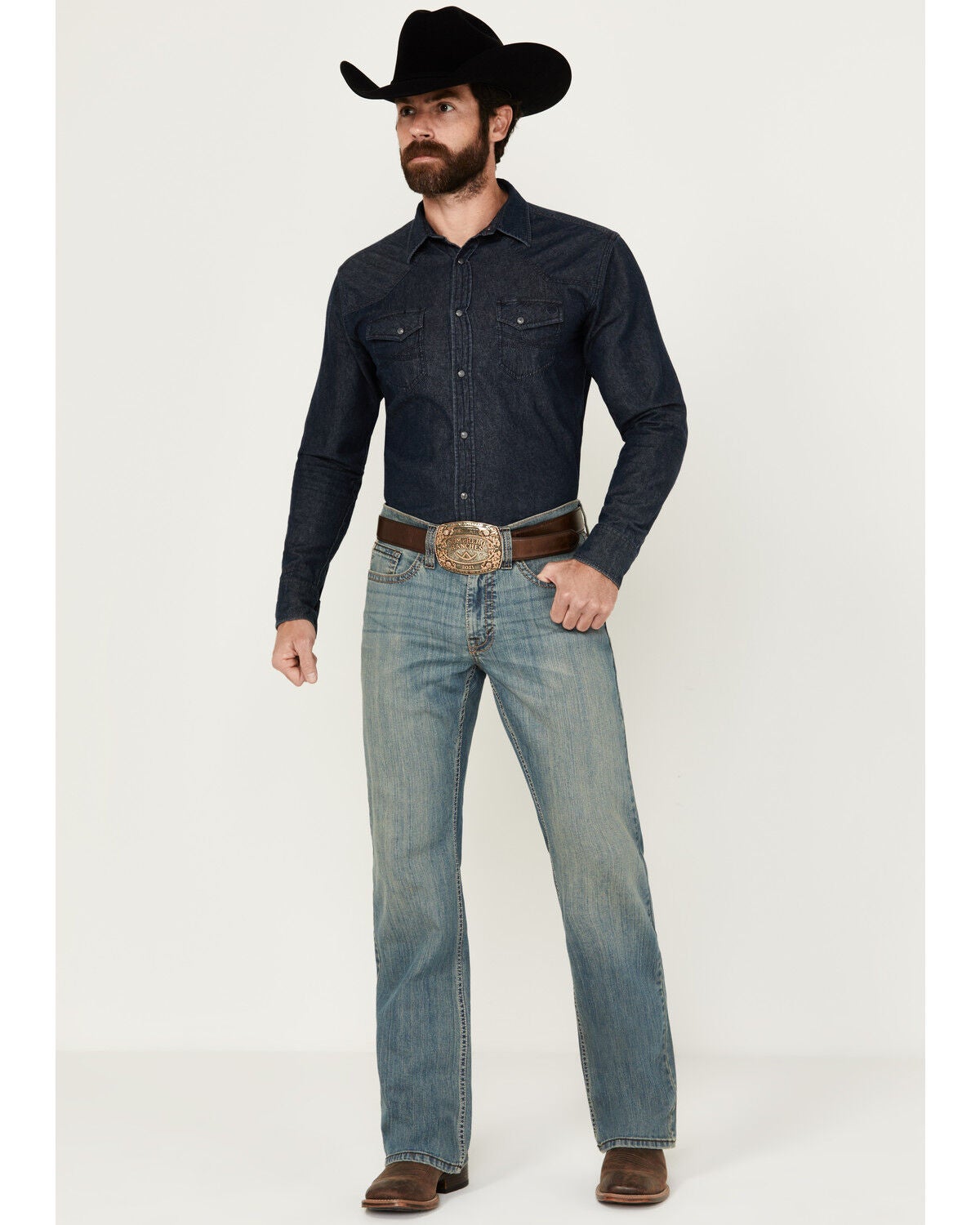 Cody James Men's Bozeman Wash Duke Relaxed Bootcut Stretch Denim Jeans, Medium Wash, hi-res