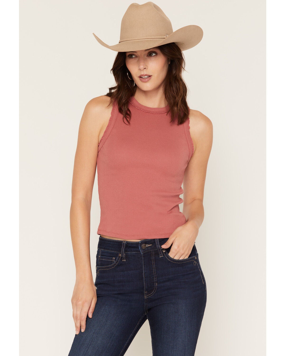 Cleo + Wolf Women's Ruffle Trim Tank, Rose, hi-res