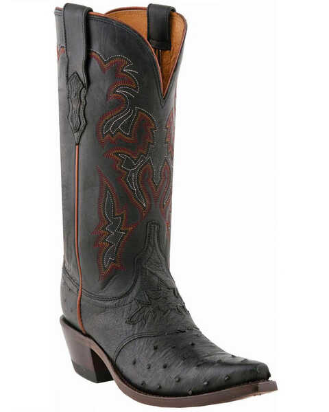Lucchese Women's Handmade Augusta Full Quill Ostrich Western Boots - Snip Toe, Black, hi-res