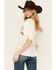 Image #4 - Shyanne Women's Embroidered Bodice Short Sleeve Crinkle Peasant Top , Cream, hi-res