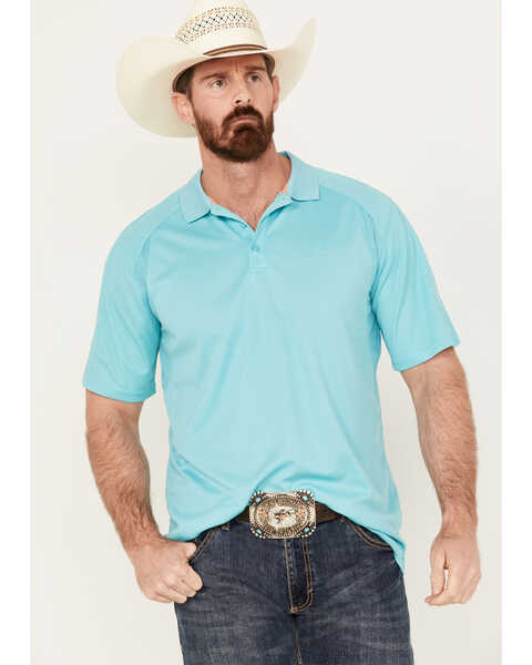 Ariat Men's AC Short Sleeve Polo Shirt, Turquoise, hi-res