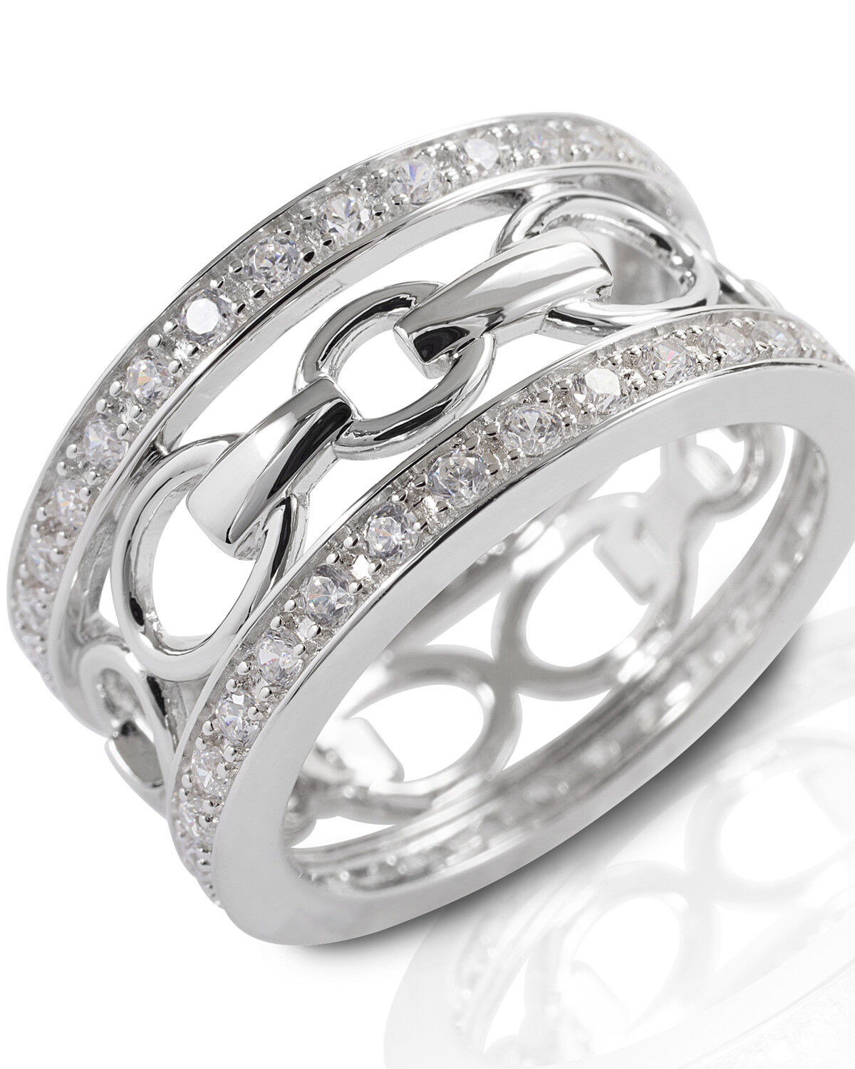 Image #1 - Kelly Herd Women's Wide Band Bit Ring, Silver, hi-res