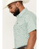 Image #2 - Rodeo Clothing Men's Boot Barn Exclusive Geo Print Short Sleeve Snap Western Shirt, Sage, hi-res