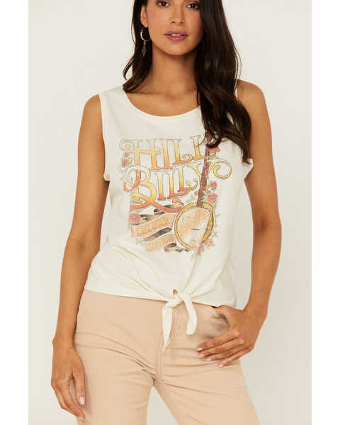 Image #2 - Idyllwind Women's Hillbilly Deluxe Edition Graphic Knot Front Tank Top, Ivory, hi-res