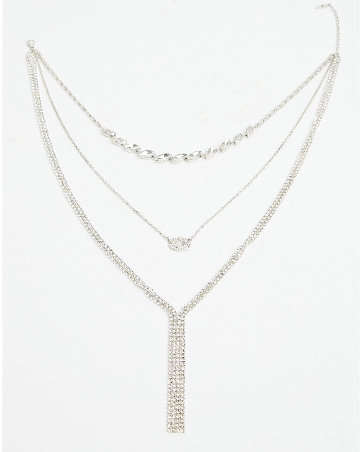 Image #1 - Lainey Wilson Women's 3 Row Stone Necklace, Silver, hi-res