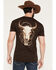 Image #1 - RANK 45&reg; Men's Barbed Wire Steer Head Short Sleeve Graphic T-Shirt, Dark Brown, hi-res