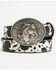 Image #1 - Shyanne Girls' Josie Cow Print Horse Plaque Buckle Belt, Black, hi-res