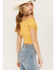 Image #2 - Cleo + Wolf Women's Knit Eyelet Smocked Crop Top, Light Yellow, hi-res