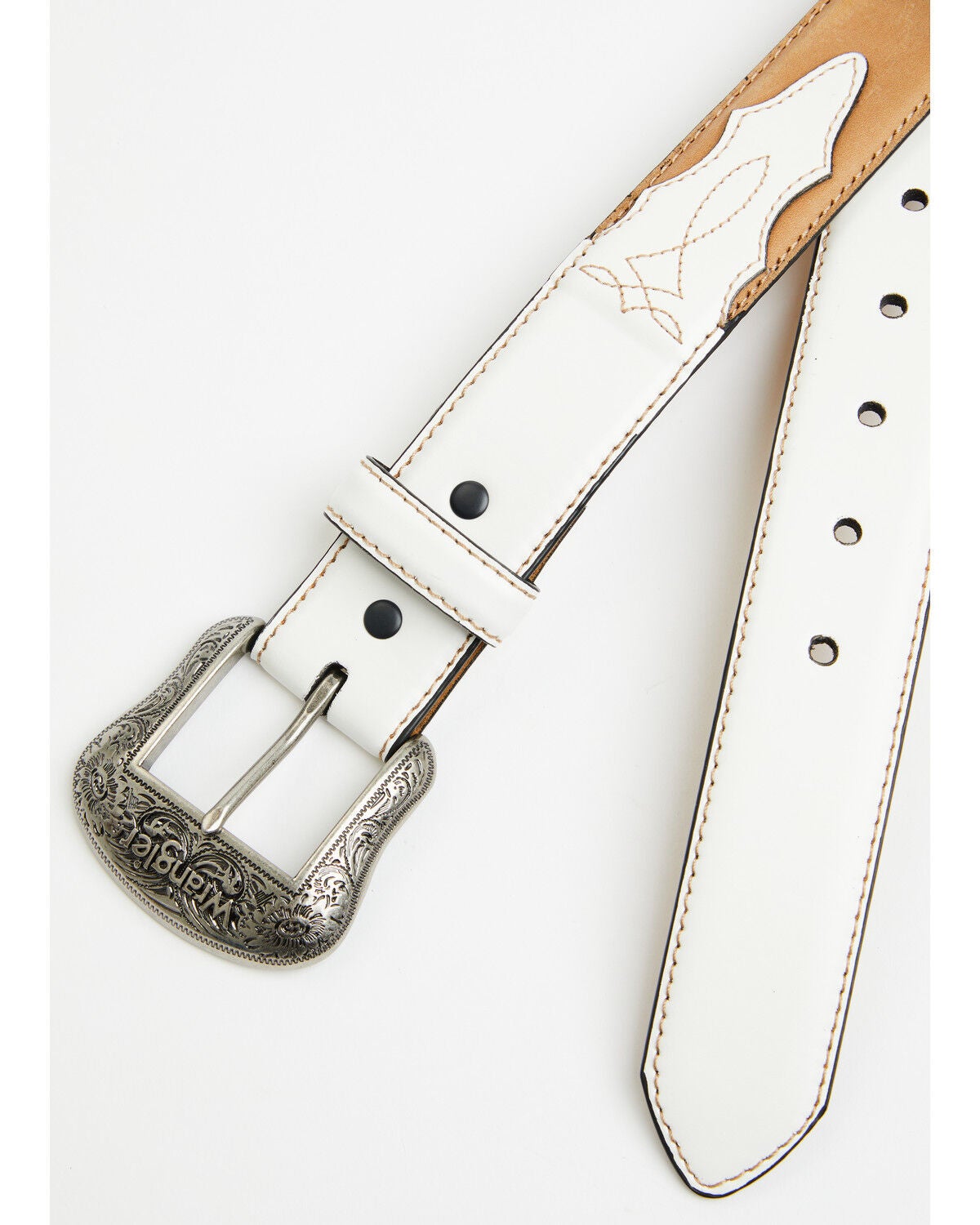 Image #1 - Wrangler Women's Two-Toned Boot Stitch Leather Belt, Brown, hi-res