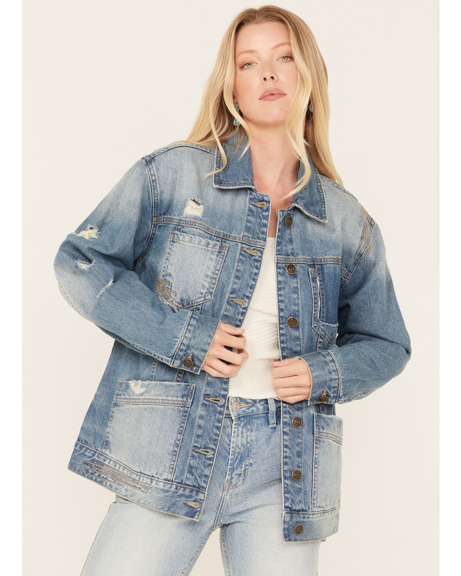 Cleo Wolf Women s Medium Wash Denim Jacket