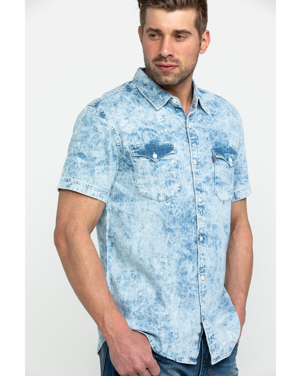 short sleeve denim western shirt