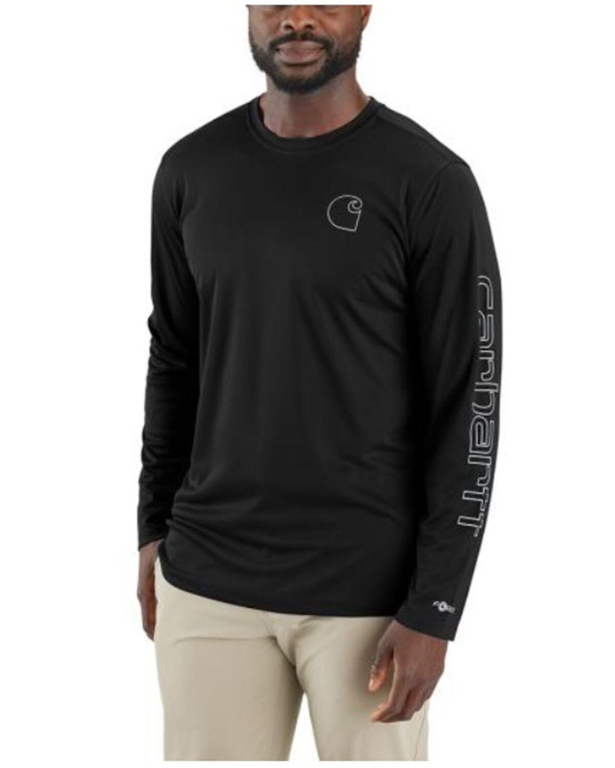 Carhartt Men's Force Sun Defender&trade; Lightweight Long Sleeve Graphic T-Shirt, Black, hi-res