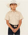 Image #1 - Ely Walker Boys' Paisley Print Short Sleeve Pearl Snap Western Shirt, Khaki, hi-res