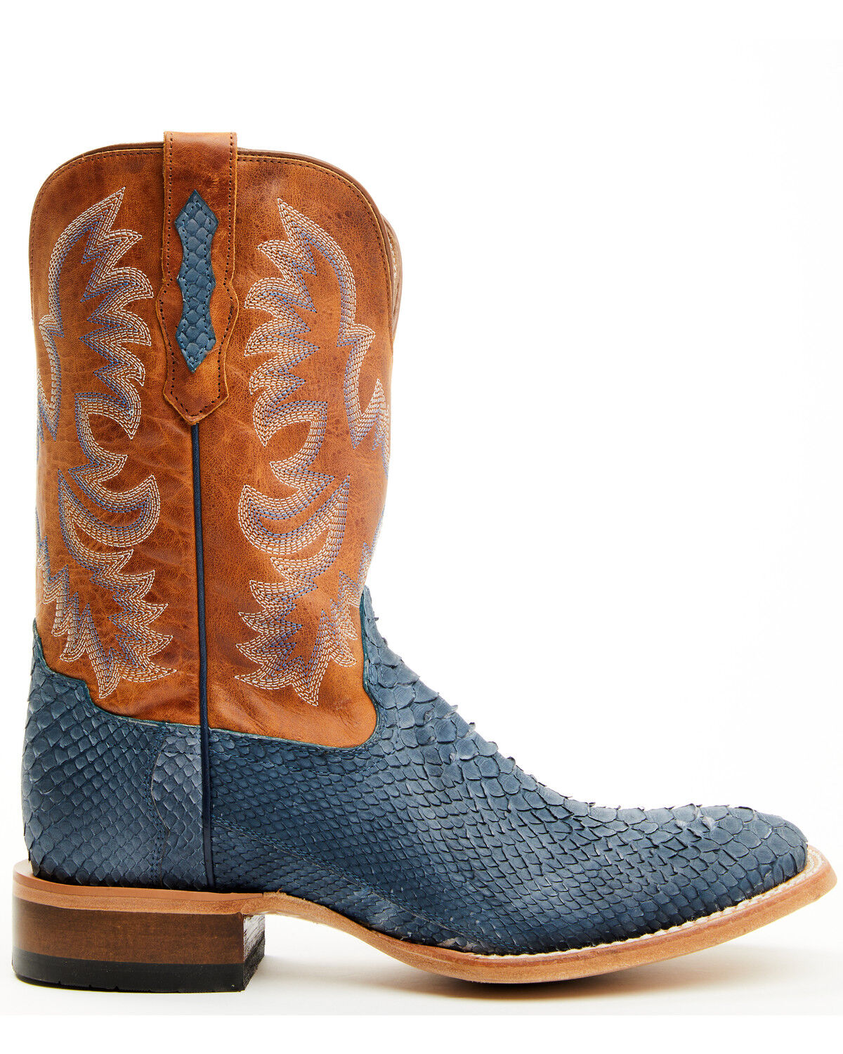 Image #2 - Cody James Men's Exotic Python Vulturno Western Boots - Broad Square Toe, Blue, hi-res