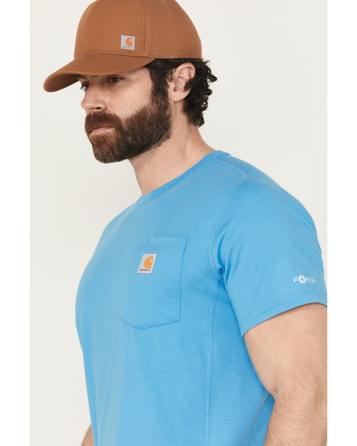 Image #2 - Carhartt Men's Force Relaxed Fit Short Sleeve Pocket T-Shirt, Blue, hi-res