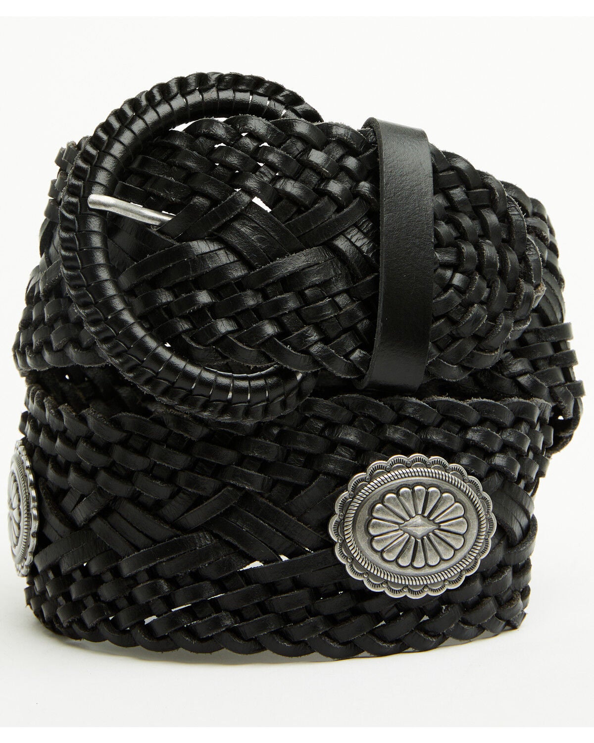 Image #1 - Shyanne Women's Wide Braided Concho Belt, Black, hi-res