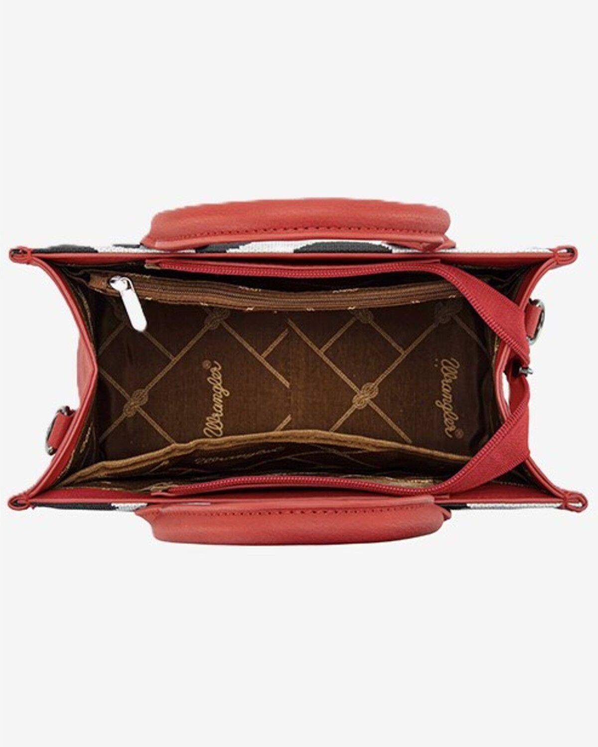 Image #3 - Wrangler Women's Cow Print Crossbody Tote, Red, hi-res