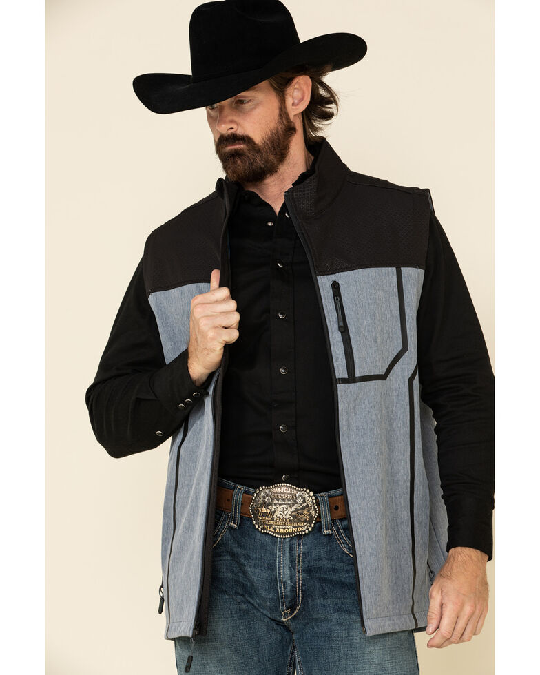 Cody James Core Men's Cascade Colorblock Zip-Front Softshell Vest, Blue, hi-res