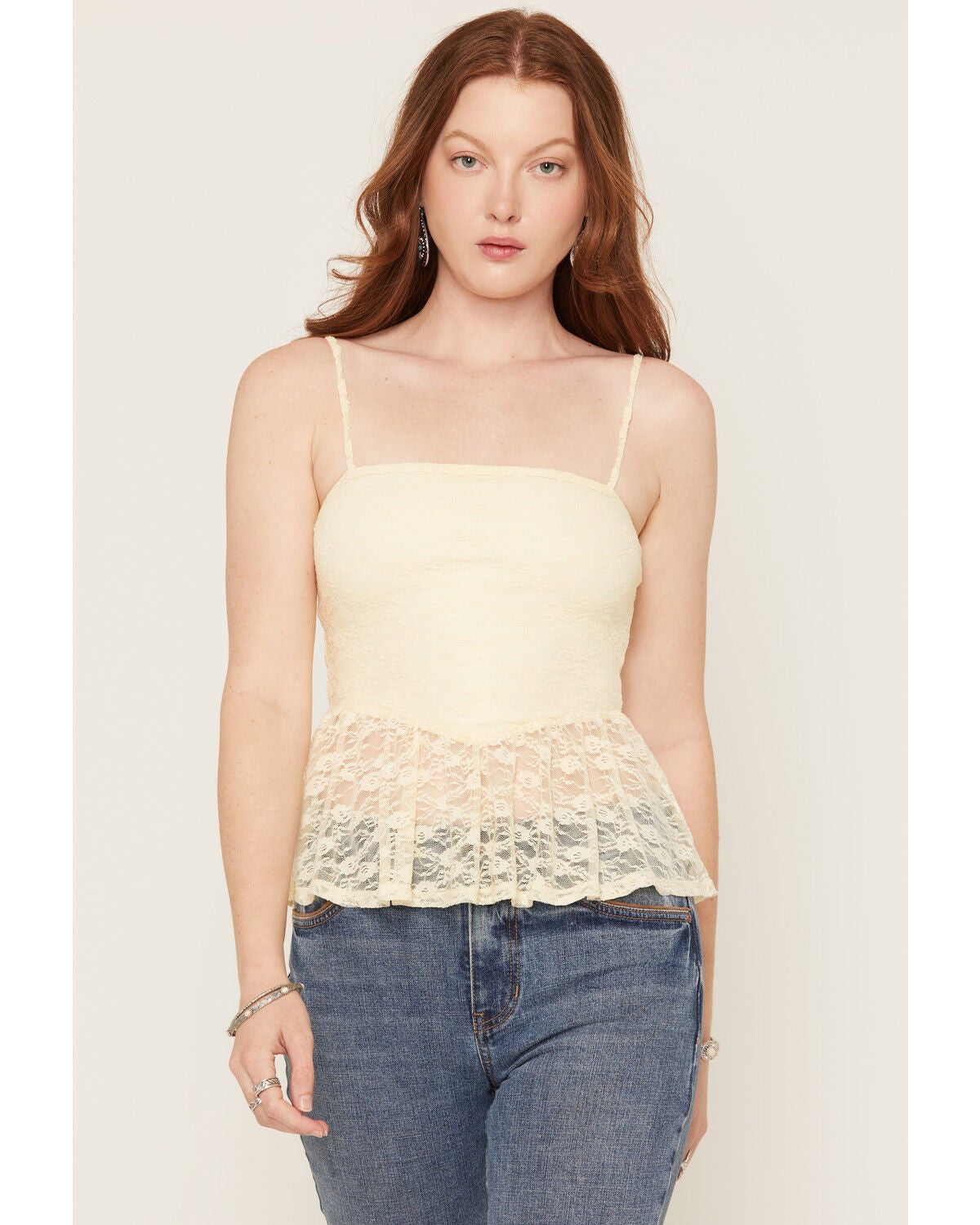 Cleo + Wolf Women's Solid Peplum Tank, Yellow, hi-res