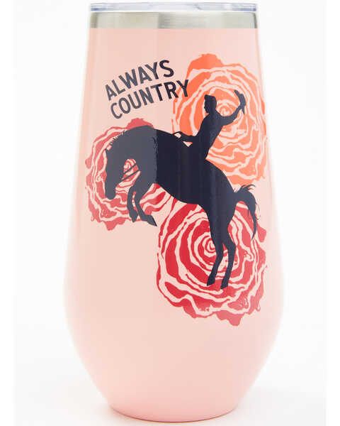Image #1 - Boot Barn Always Country 16 oz. Stemless Wine Tumbler, Coral, hi-res