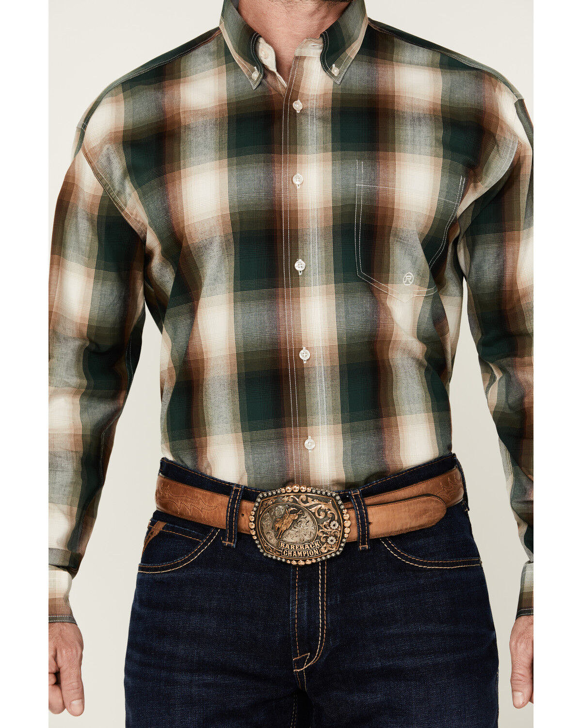Image #3 - Roper Men's Amarillo Plaid Print Long Sleeve Button-Down Western Shirt, Multi, hi-res